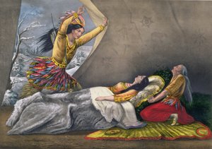 Der Tod von Minnehaha, graviert und veröffentlicht von Currier und Ives, 1867