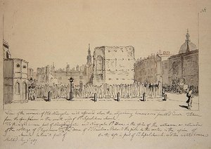 Ansicht der Überreste des alten Newgate-Gefängnisses