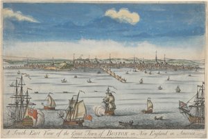 Eine Südostansicht der großen Stadt Boston in Neuengland von John Carwitham