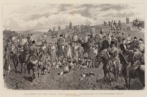 Das Treffen der Devon und Somerset Staghounds bei Hawkcombe Head