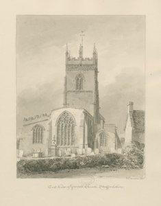Gnosall Kirche: Sepia-Zeichnung