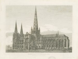 Lichfield Kathedrale - Südostansicht (Gravur) von John Chessell Buckler