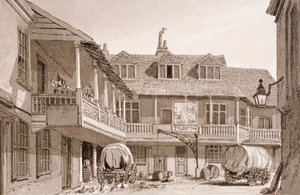 Das Tabard Inn in der Borough High Street, Southwark, London, 1827 von John Chessell Buckler