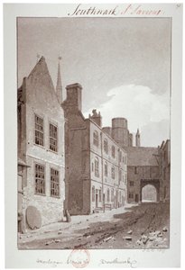 Blick auf das Torhaus von Montague House, Southwark, London