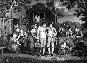 Der Rekrutierungssergeant, graviert von John Goldar, 1769 von John Collet