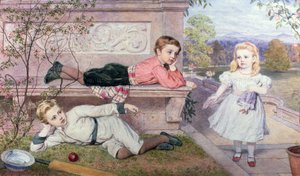 Die Farrer-Kinder, Gaspard, Henry und Cecilia in den Gärten eines Landhauses in Berkshire