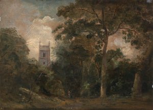 Eine Kirche in den Bäumen von John Constable