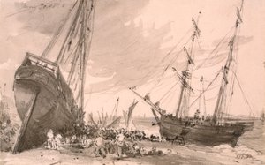 Küstenszene von Brighton mit zwei Schiffen im Vordergrund, 30. Mai 1828 von John Constable