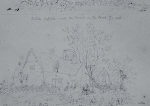 Hütte in Holton mit der Kirche im Hintergrund von John Constable