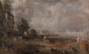 Halbgrößige Skizze für Die Eröffnung der Waterloo-Brücke „Whitehall Stairs, 18. Juni 1817“, 1829 bis 183 von John Constable
