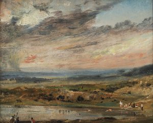 Hampstead Heath, mit Teich und Badenden von John Constable