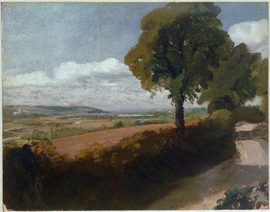 Blick auf Dedham von der Gasse, die von der East Bergholt Kirche nach Flatford führt