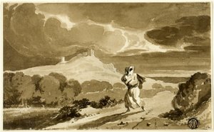 Frau mit Baby flieht über Moore von John Constable