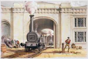 Eingang zum Lokomotivschuppen, Camden Town, London, 1839