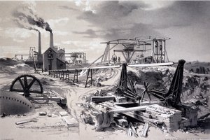 Pumpen, Lüftungsschacht, Kilsby Tunnel, Northamptonshire, 15. Juli 1837 von John Cooke Bourne