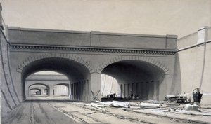 Ansicht nahe Euston Station mit drei Überführungen, September 1837