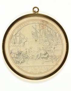 Entwurf für eine Medaille zur Erinnerung an die Gründung der South Sea Company von John Croker