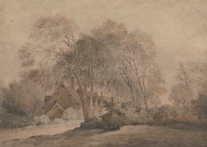Ein Haus unter Bäumen