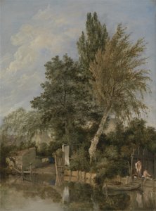 Eine Flusslandschaft mit badenden Jungen, um 1817 von John Crome