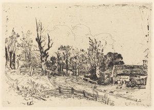 Straße mit einem Bauernhaus auf der rechten Seite von John Crome