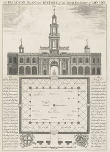Erhebung, Plan und Geschichte der Royal Exchange of London