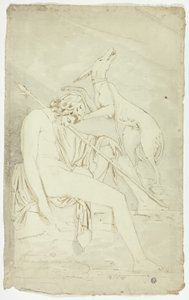 Antikes Basrelief eines schlafenden Jägers und Hundes von John Downman