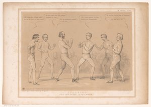 Karikatur mit Lord Bentinck und Lord Lyndhurst in einem Boxkampf von John Doyle