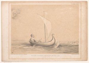 Spotprent mit Lord Russell in einem Segelboot von John Doyle