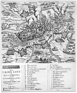 Die schöne Stadt Magdeburg mit den Befestigungen und Außenwerken. Und wie sie von Johann Tserclaes Graf von Tilly belagert wurde, 1631 von John Droeshout