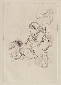 Sitzendes Mädchen und großer Vogel von John Duncan