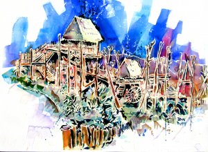 Gestelztes tropisches Dorf von John Dunn