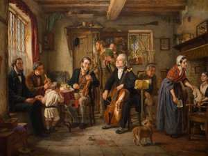 Eine Philharmonische Probe in einem Bauernhaus, 1860 von John Evan Hodgson