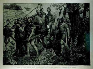 Entwurf für Windsor Tapisserie: Männer von Kent marschieren vor der Armee von Harold