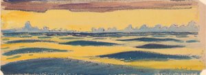 Meereslandschaft, dunkelblauer und gelber und brauner Wolke, spätes 19. Jahrhundert - Mitte 20. Jahrhundert von John Everett