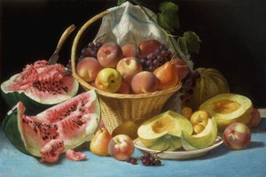 Melonen, Pfirsiche und Trauben von John F. Francis