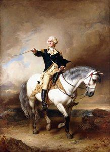 Porträt von George Washington, der den Salut in Trenton entgegennimmt von John Faed