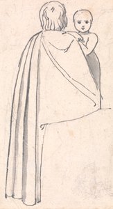 Rückansicht einer Frau mit Kind, das über ihre Schulter schaut von John Flaxman