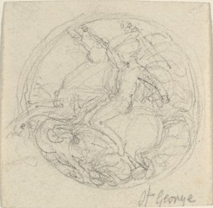 Entwurf für eine Medaille, die den heiligen Georg und den Drachen darstellt von John Flaxman