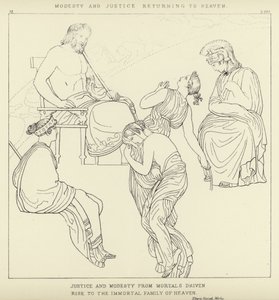 Bescheidenheit und Gerechtigkeit kehren in den Himmel zurück von John Flaxman