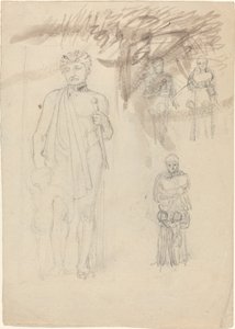Blatt mit Studien, einschließlich Krieger mit Kind [recto und verso] von John Flaxman