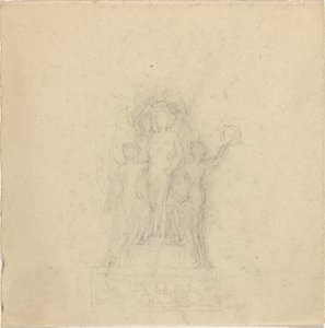 Studien für ein Denkmal mit der Krönung einer Figur (recto und verso) von John Flaxman