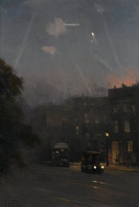 Ein Zeppelin-Angriff, 8. Oktober 1915, ca. 1915-18 von John Fraser