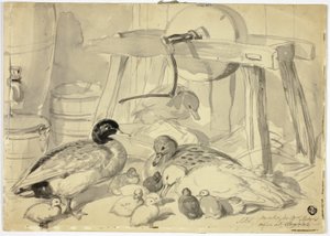 Enten, Entenküken und Schleifstein von John Frederick Herring I