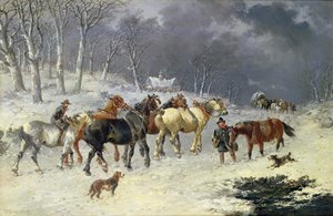 Pferde im Schnee von John Frederick Herring Junior