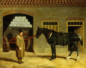 Ein Kutschpferd und Fahrer vor einem Stall, 1827 von John Frederick Herring Senior