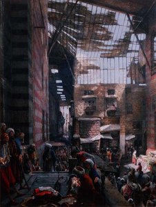 Eine Ansicht der Straße und Moschee von Ghooreyah, Kairo