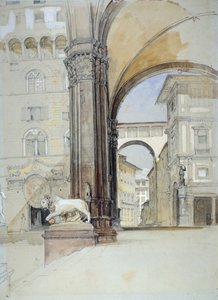 Florenz: Der Palazzo Vecchio und die Uffizien, ca. 1820er Jahre von John Frederick Lewis