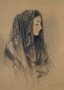 Kopf eines italienischen Mädchens in einer Mantilla, 1838