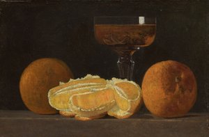 Stillleben mit Orangen und Weinglas