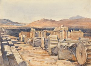 Die Propyläen vom nördlichen Rand des Stylobats des Parthenon, Athen von John Fulleylove